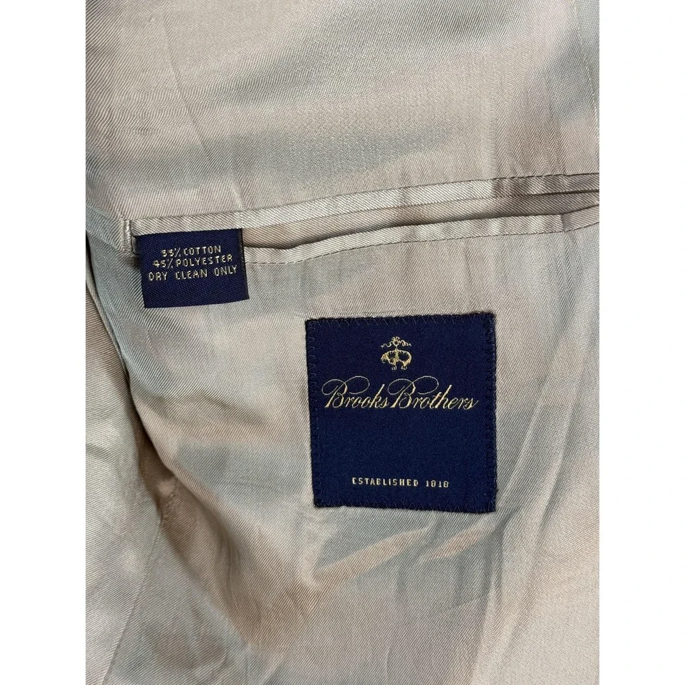 Brooks Brothers Blazer Mens 42R Beige Cotton Blend Two Button Jacket Casual